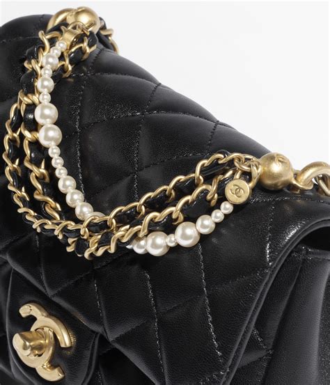 chanel as4385|Mini Flap Bag Shiny Lambskin, Imitation Pearls & Gold.